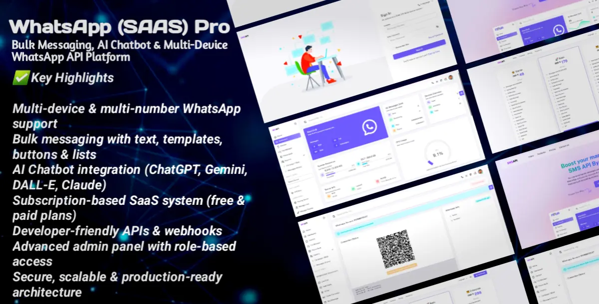 WhatsApp SaaS Pro – Bulk SMS, AI Chatbot & Multi-Device WhatsApp API Platform